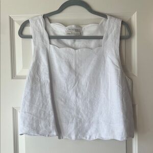 Abercrombie & Fitch White Linen Scallop Tank